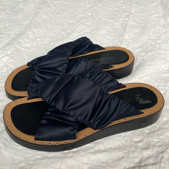 3.1 Phillip Lim satin Navy Blue slide sandals size 37 - Picture 1 of 7